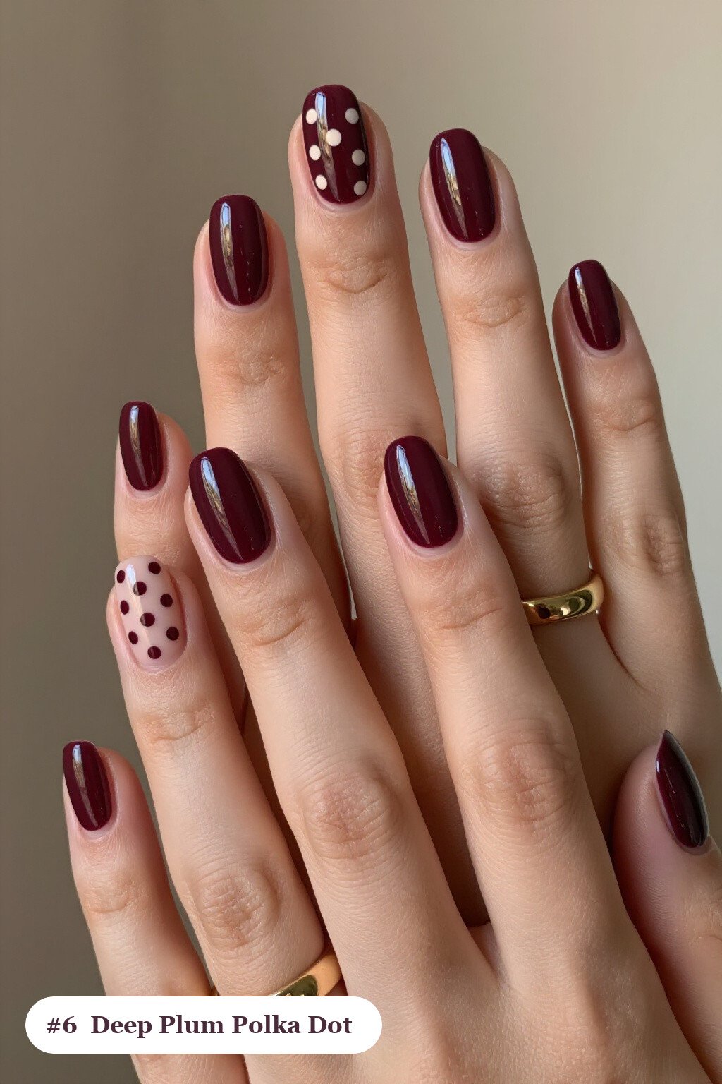 Medium Coffin Deep Plum Polka Dot Nails: Best Shades for Every Season - fall nails ideas autumn