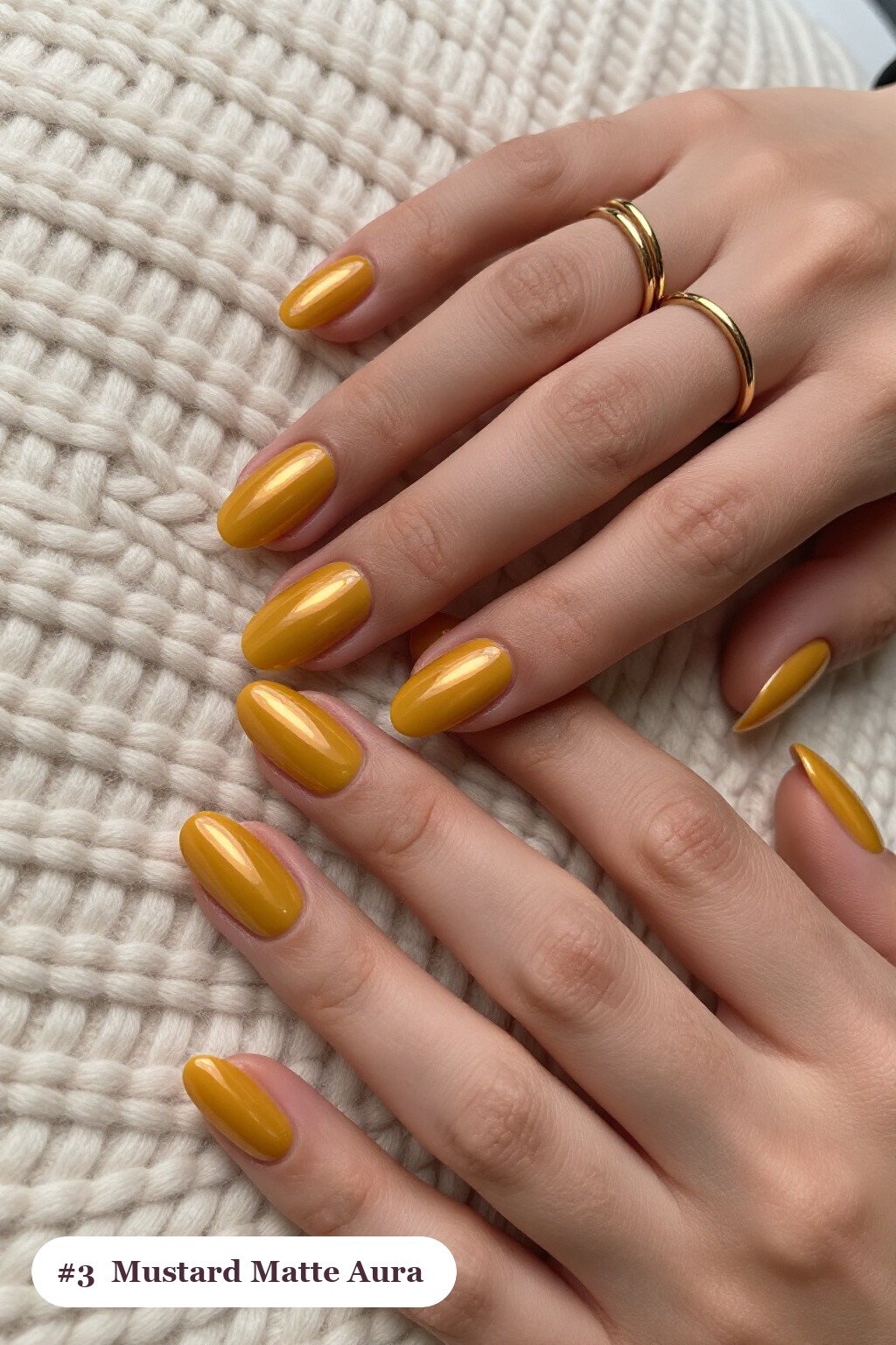 Medium Coffin Mustard Matte Nails Featuring an Airbrushed Aura: Fall Nails Matte Inspiration - fall nails matte