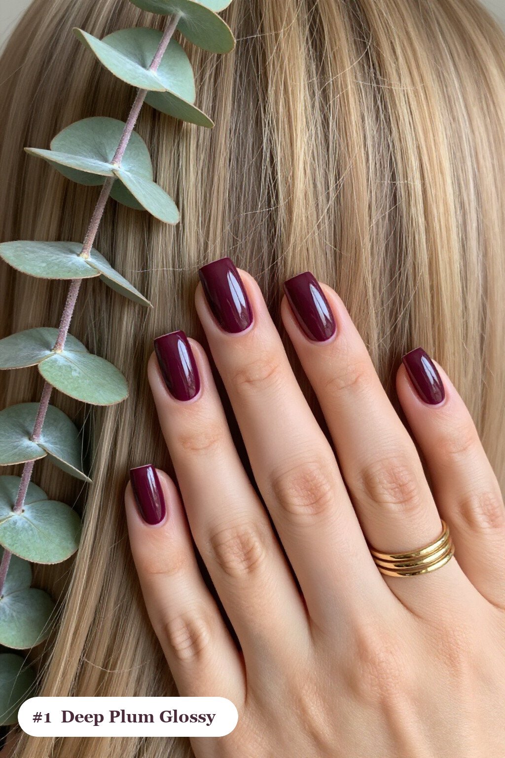 Fall Nails Square: Deep Plum Mirror‑Glossy Magic for Chic Autumn Vibes - fall nails square