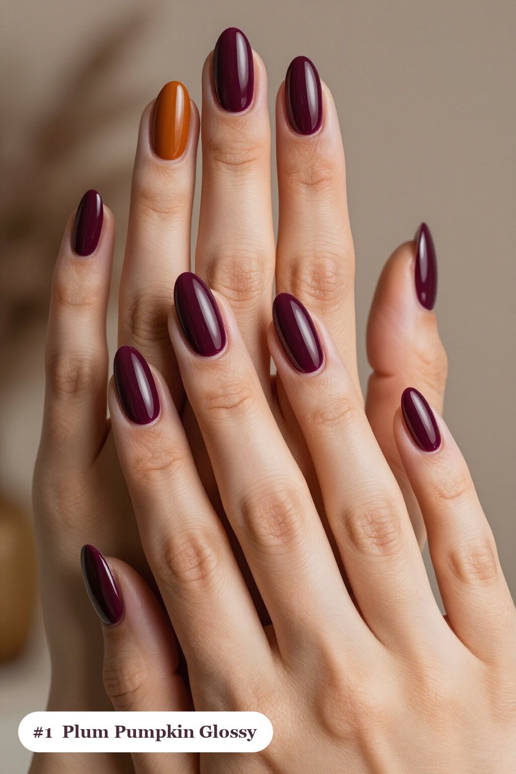 Mirror‑Gloss Deep Plum Fall Pumpkin Nails – A Seasonal Showstopper - fall pumpkin nails