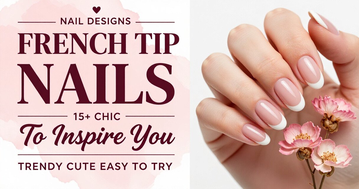 French Tip Almond Nails With Design ideas