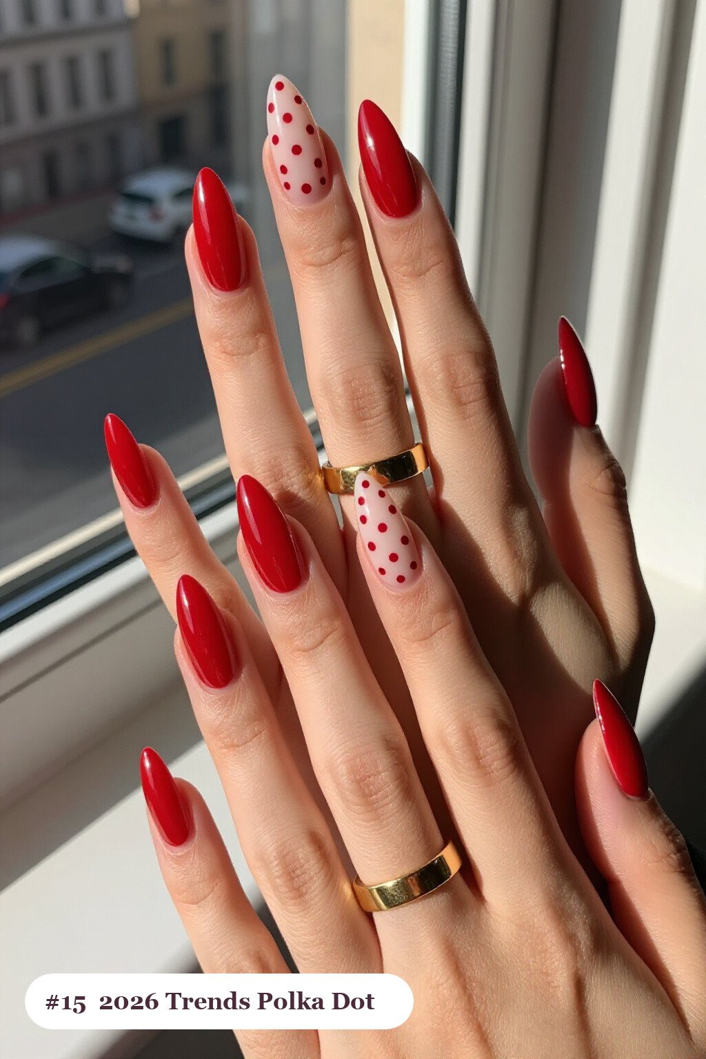 Blood‑Red Stiletto Polka Dots Alternating Two Colours for Playful Halloween - halloween nails 2026 trends