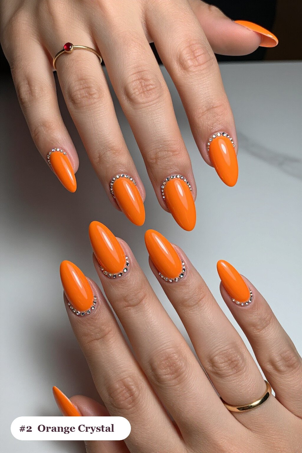 Long Ballerina Orange Nails with Sparkling Rhinestones: How to Make It Last Longer - halloween nails designs