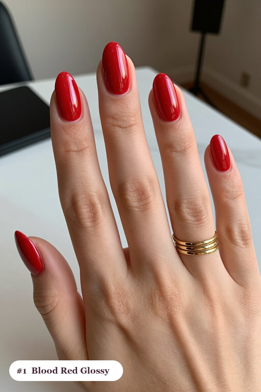 Mirror‑Glossy Blood Red Almond Nails: Halloween Nails Short Showstopper - halloween nails short