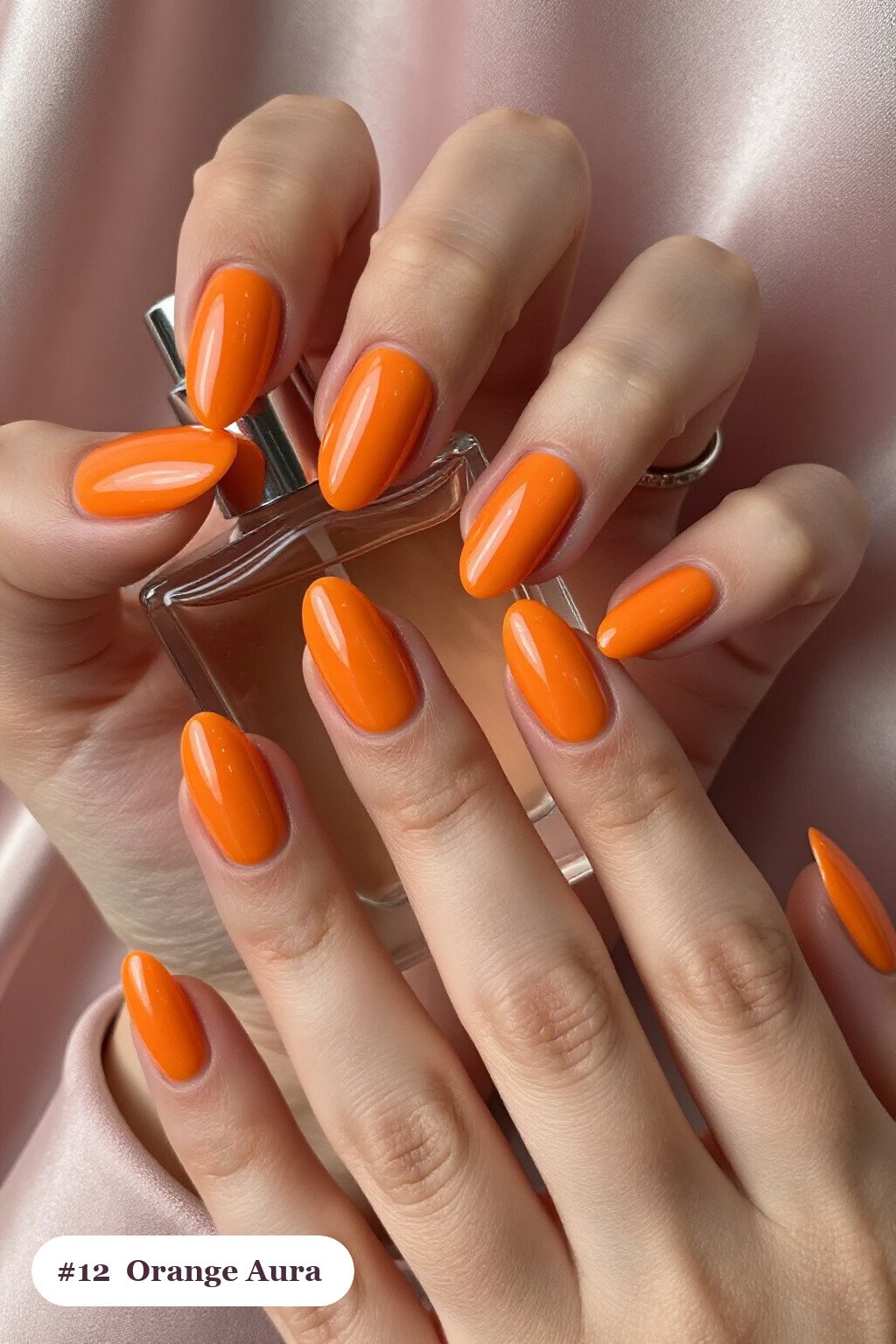 Orange Almond Nails Glowing with an Airbrushed Aura Centerpiece - halloween nails short