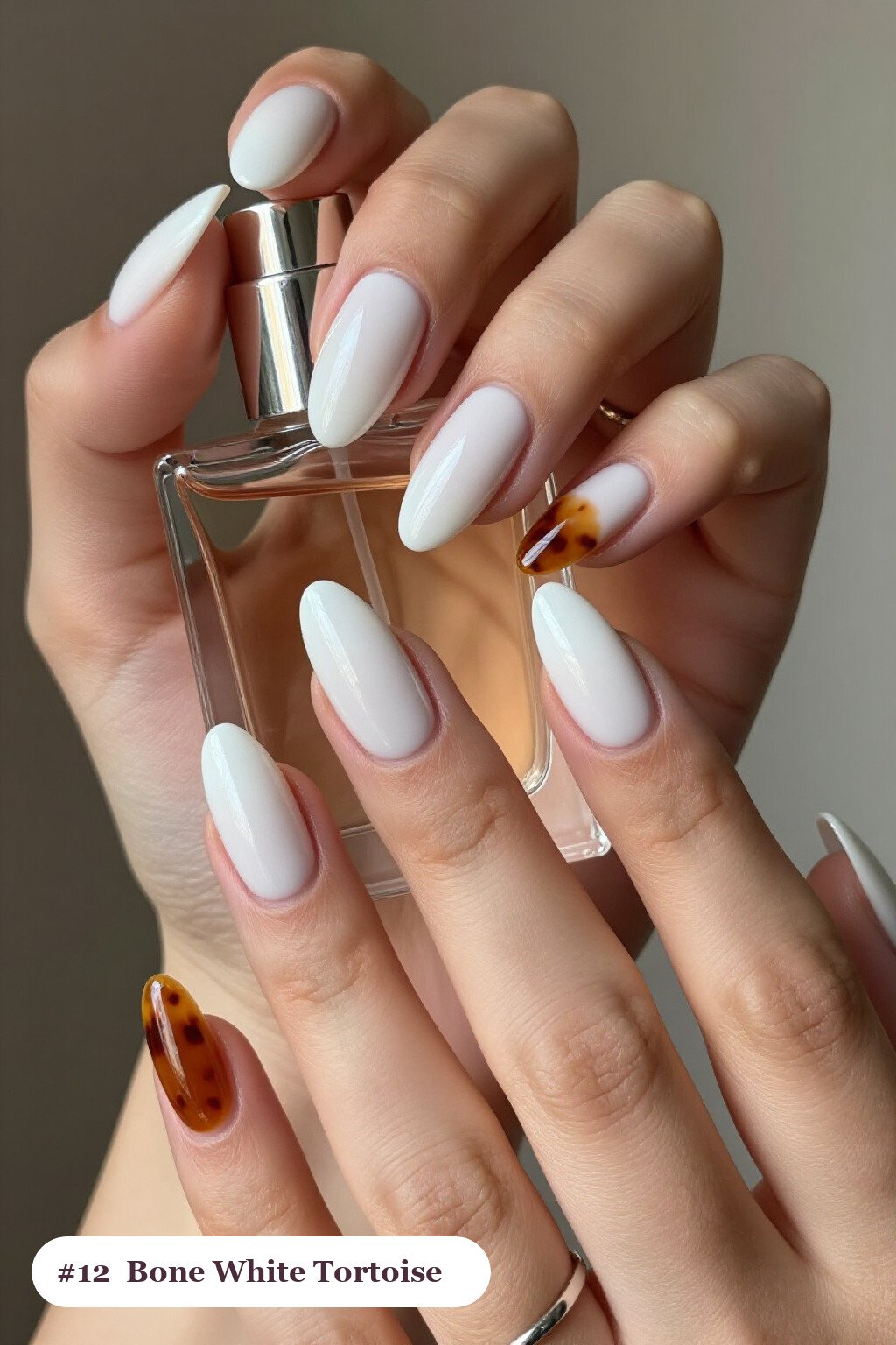 Bone White Long Coffin Nails Featuring Glossy Amber Tortoiseshell Accent Nails - halloween nails simple Bone White Long Coffin Nails Featuring Glossy Amber Tortoiseshell Accent Nails - halloween nails simple