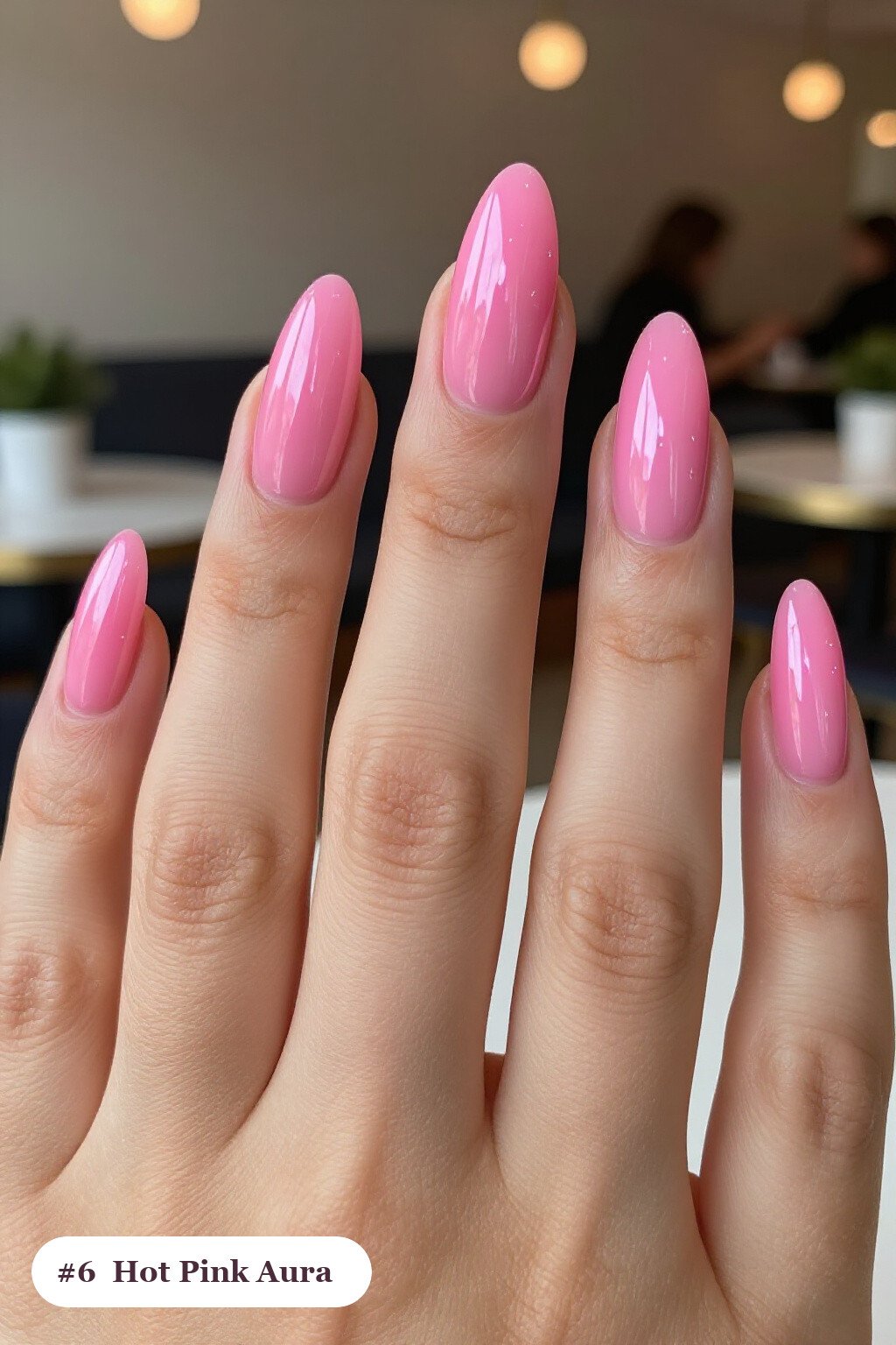 Hot Pink Almond Nails with Airbrushed Aura: Best Shades for Every Season - long almond nails
