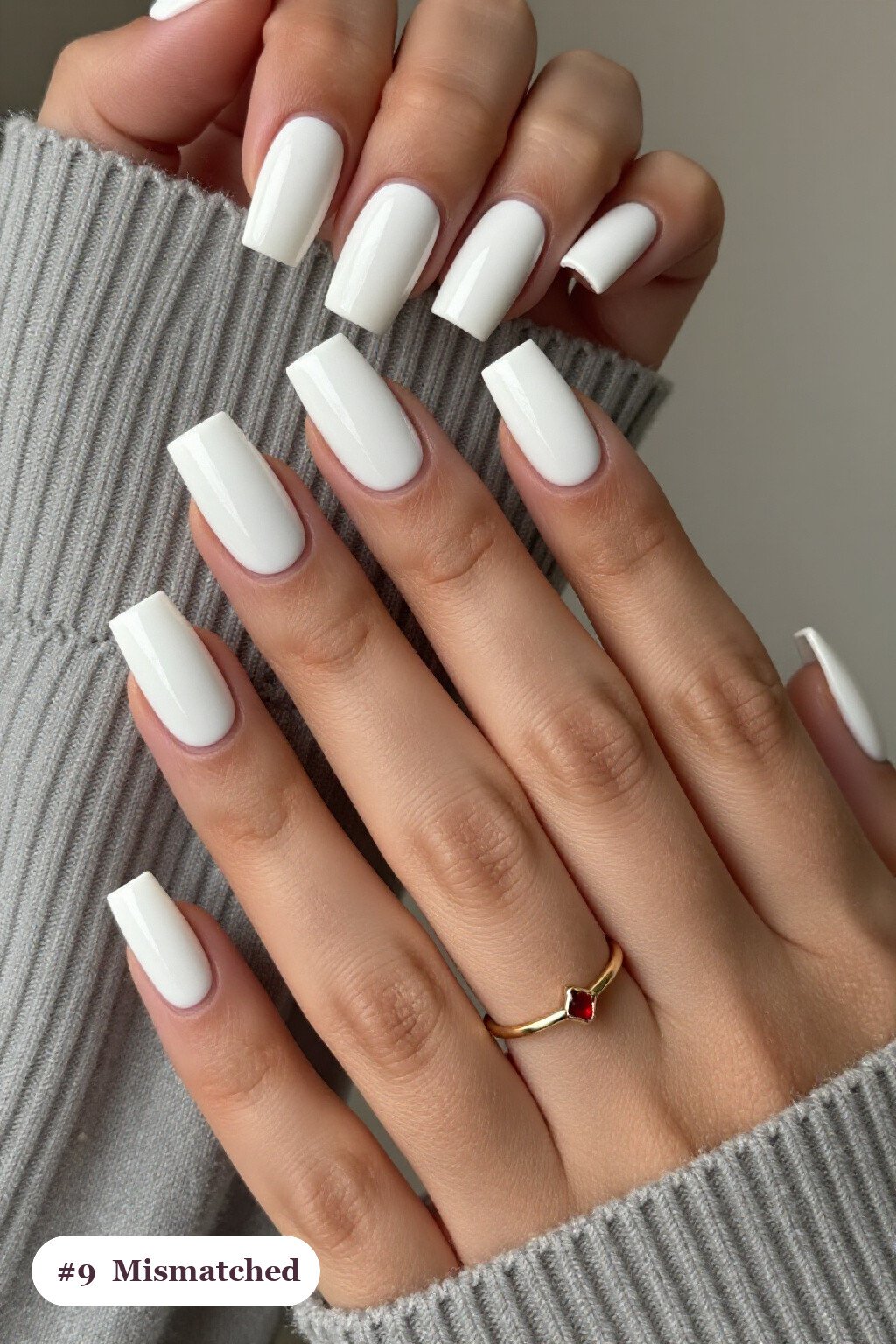 Long square bone white minimalist nails as a mismatched set where every nail has a different pattern in the same colour story, perfect for halloween - minimalist halloween nails