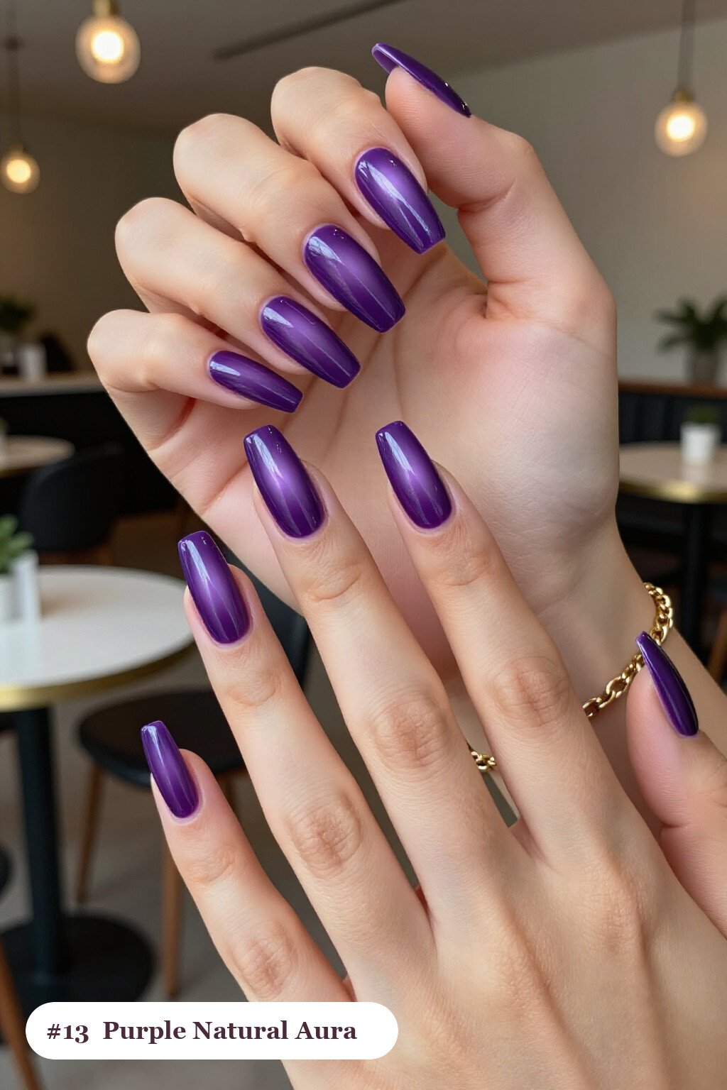 Deep Purple Square Nails with Airbrushed Glowing Aura Centerpiece - natural halloween nails Deep Purple Square Nails with Airbrushed Glowing Aura Centerpiece - natural halloween nails