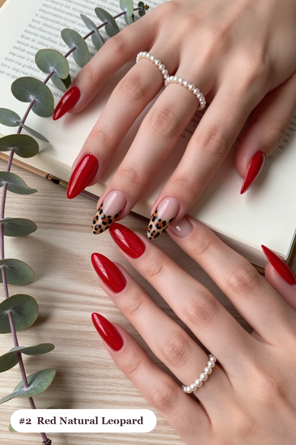 Blood Red Stiletto Nails with Leopard Accent Prints – Spooky Chic - natural halloween nails Blood Red Stiletto Nails with Leopard Accent Prints – Spooky Chic - natural halloween nails