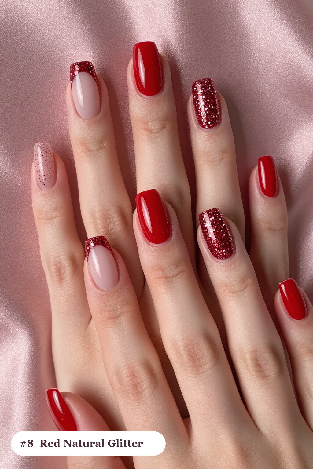 Blood Red Square Nails with Sparkling Gradient Rising from Cuticle - natural halloween nails Blood Red Square Nails with Sparkling Gradient Rising from Cuticle - natural halloween nails