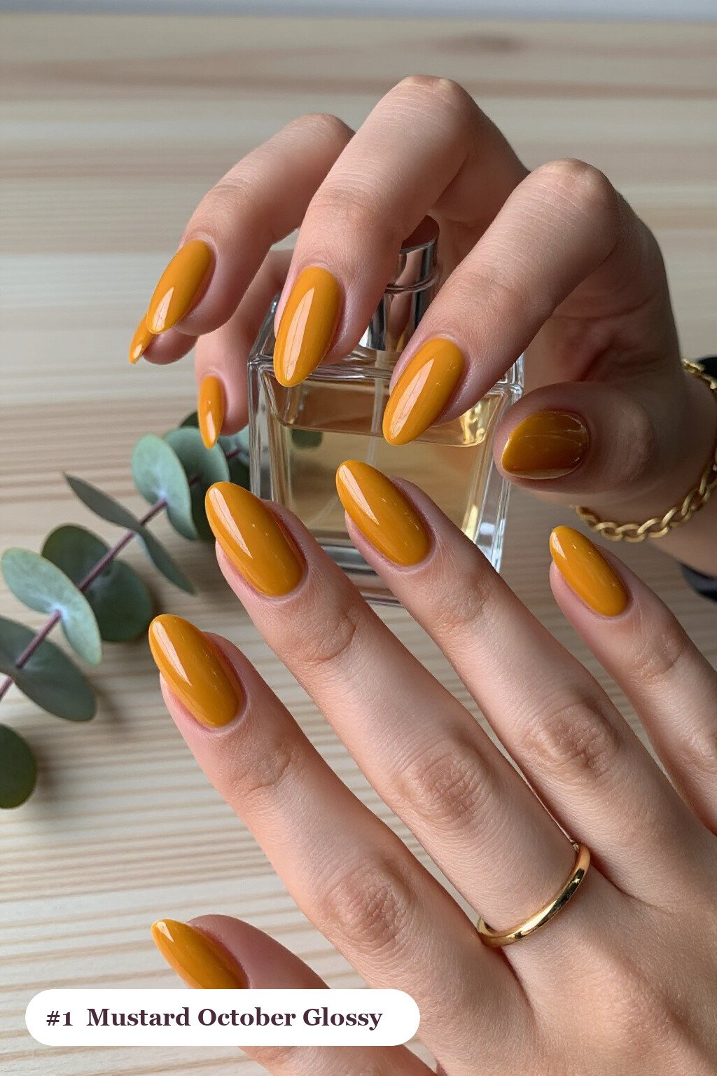 Long Ballerina Mustard Nails in Mirror‑Glossy Finish – A Show‑Stopping October Fall Nail Design - october fall nail designs