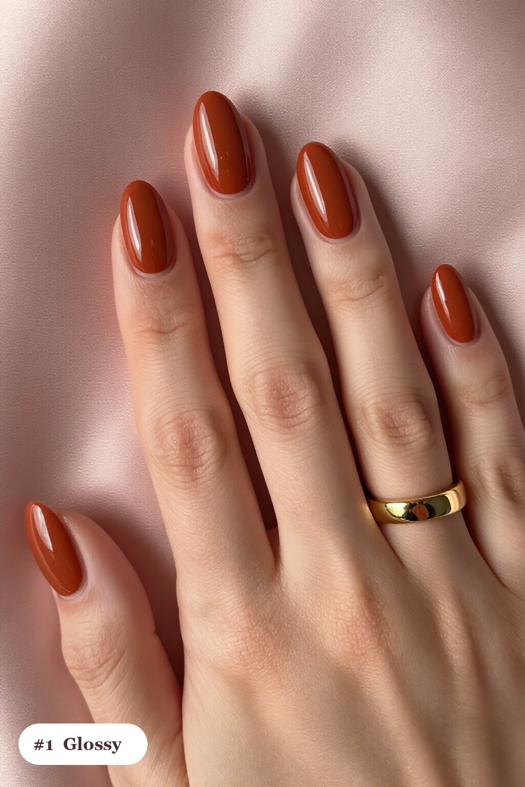 Medium almond terracotta october nails in a flawless mirror-glossy full-colour finish - october nail ideas Medium almond terracotta october nails in a flawless mirror-glossy full-colour finish - october nail ideas