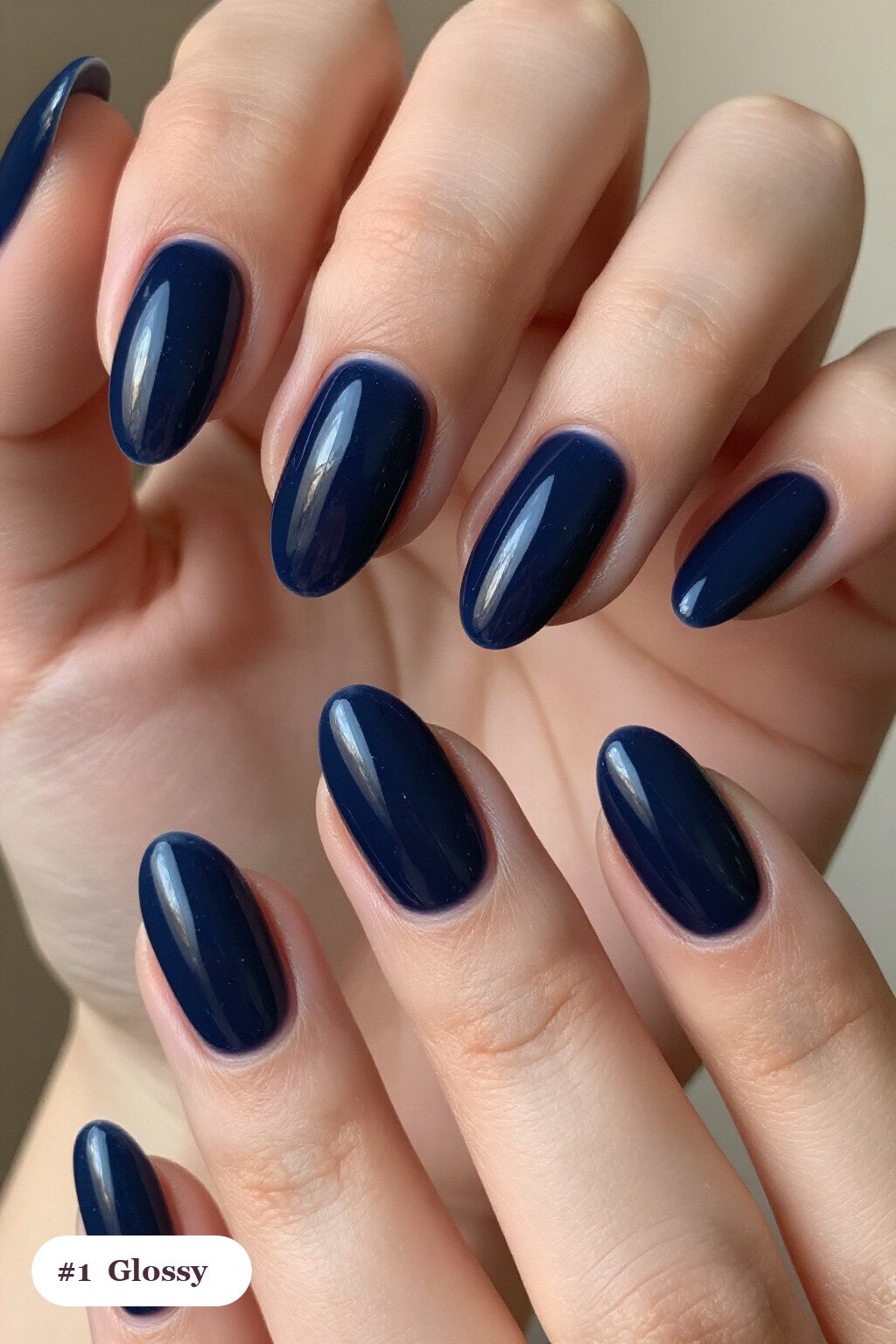 Long ballerina navy blue october november nails in a flawless mirror-glossy full-colour finish - october november nail designs