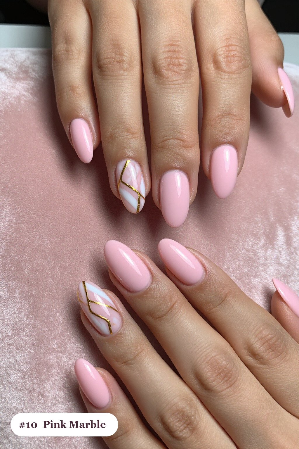 Marble Vein Medium Almond Pink Nails: How to Make Them Last Longer - pink almond nails