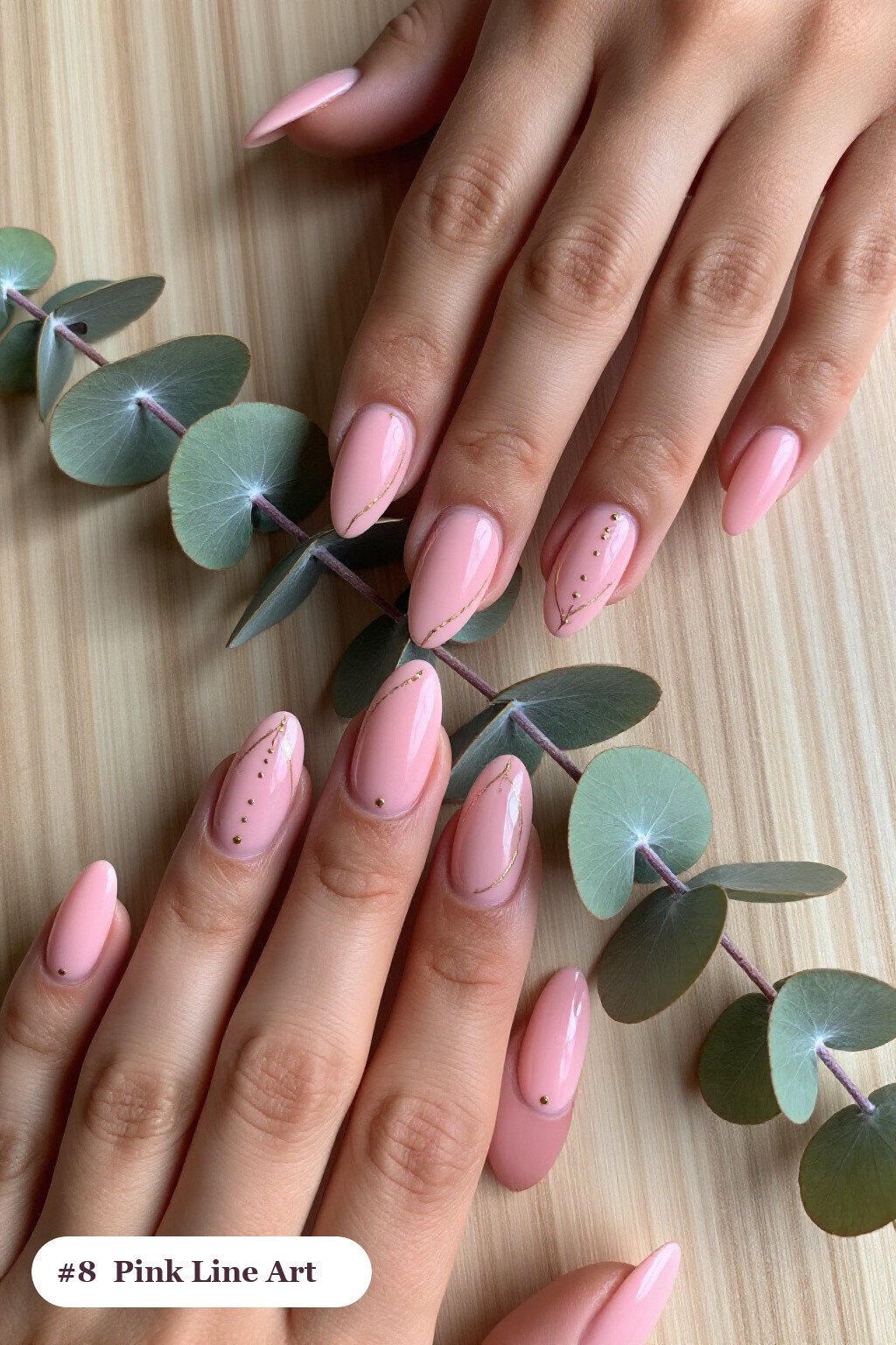 Long ballerina pink nails with fine gold line art and tiny dots drawn across every nail, with gold details - pink nails Long ballerina pink nails with fine gold line art and tiny dots drawn across every nail, with gold details - pink nails