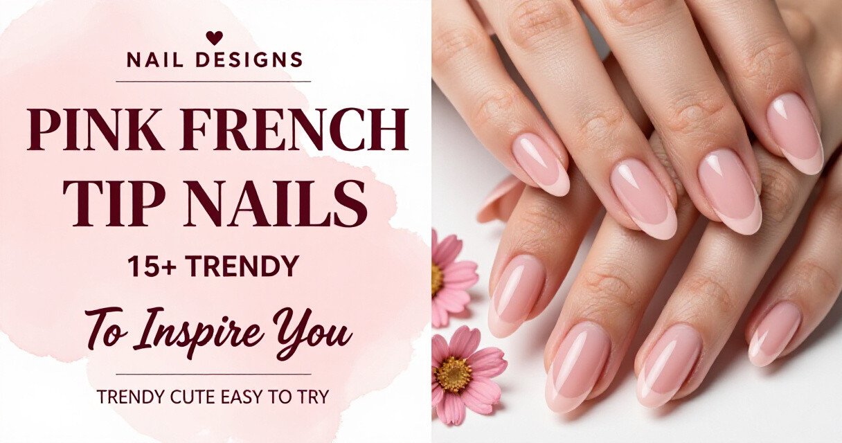 Pink Nails Almond French Tip ideas