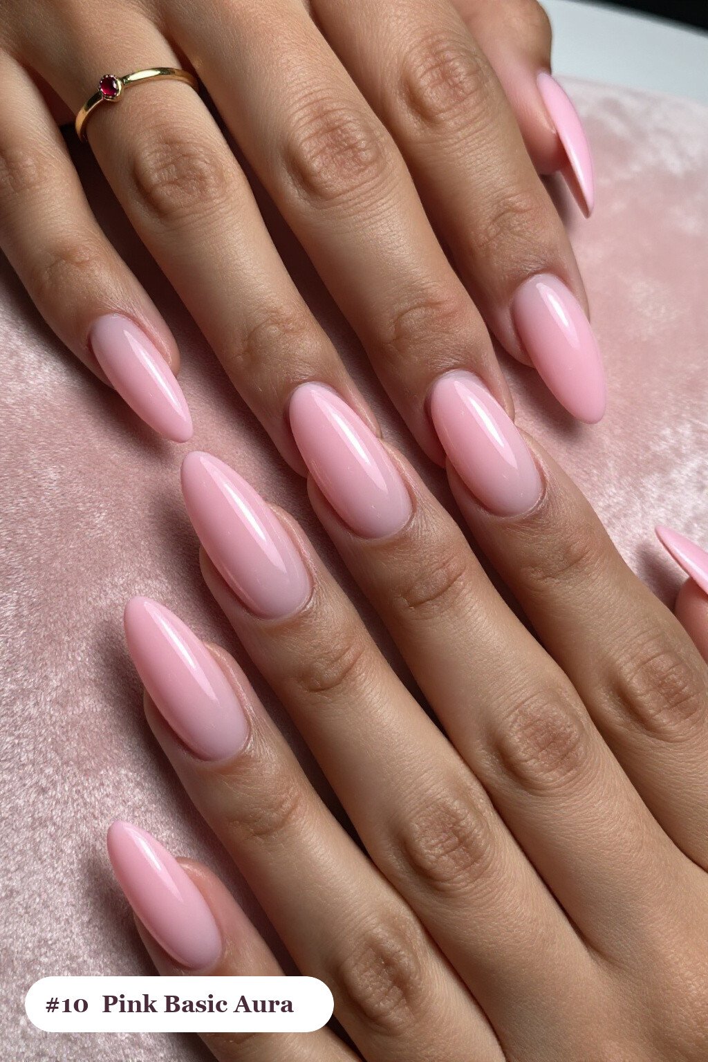 Glowing Airbrushed Aura Almond Pink Nails - pink nails basic