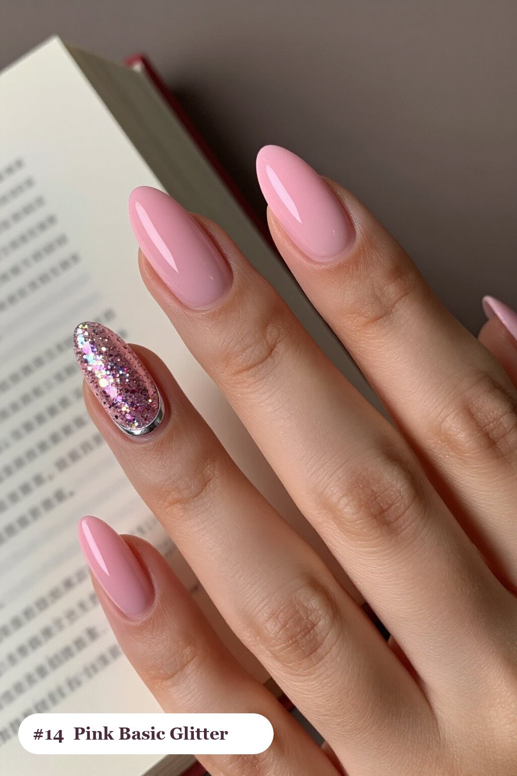 Glitter Gradient Coffin Pink Nails with Silver Chrome Details - pink nails basic