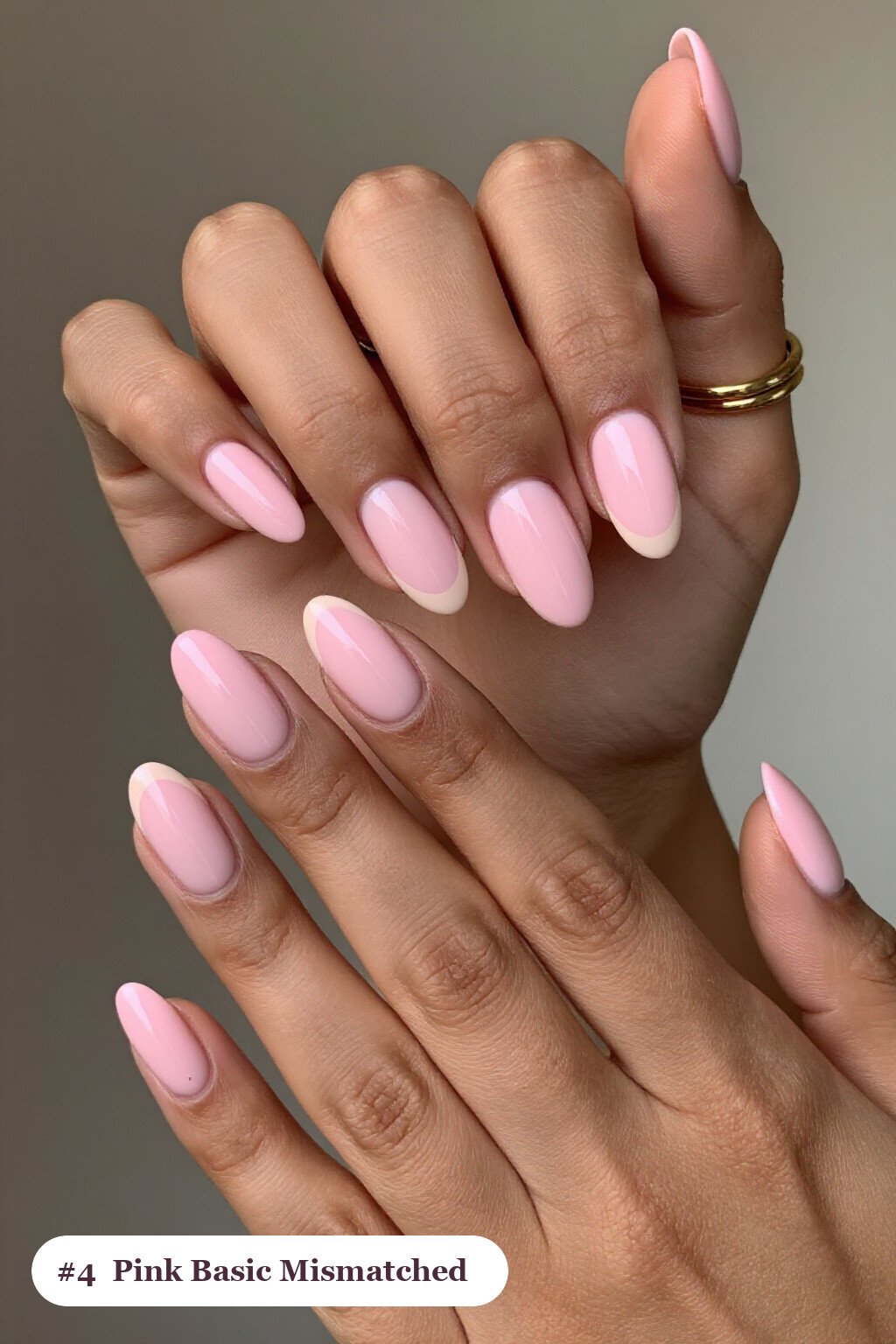 Medium Coffin Pink Nails Basic Mismatched Patterns - pink nails basic