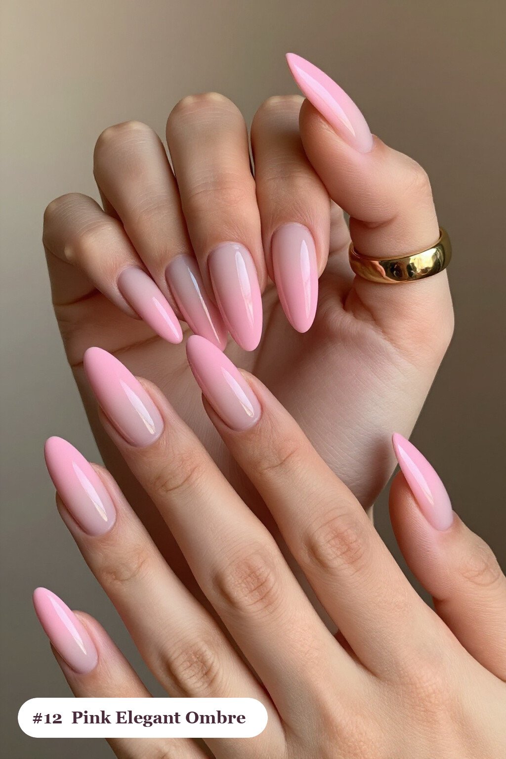 Long Ballerina Pink Elegant Nails with Vivid Two‑Colour Ombre - pink nails elegant