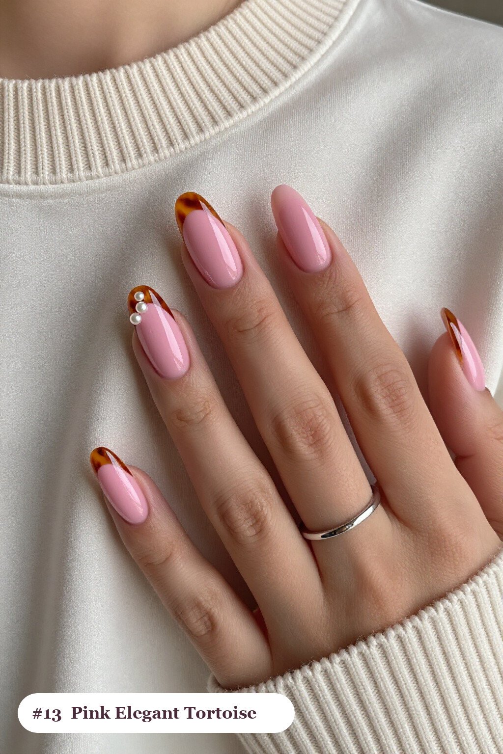 Medium Coffin Pink Elegant Nails with Glossy Amber Tortoiseshell Accents: Best Shades for Every Season - pink nails elegant