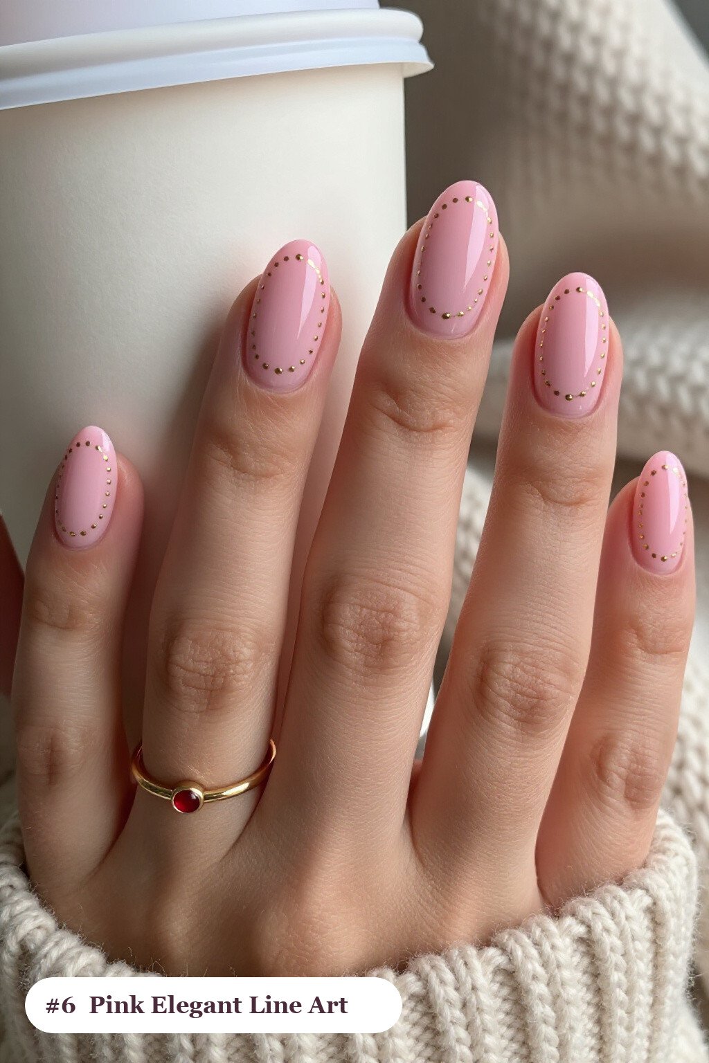 Medium Oval Pink Elegant Nails with Fine Gold Line Art: How to Make Them Last Longer - pink nails elegant