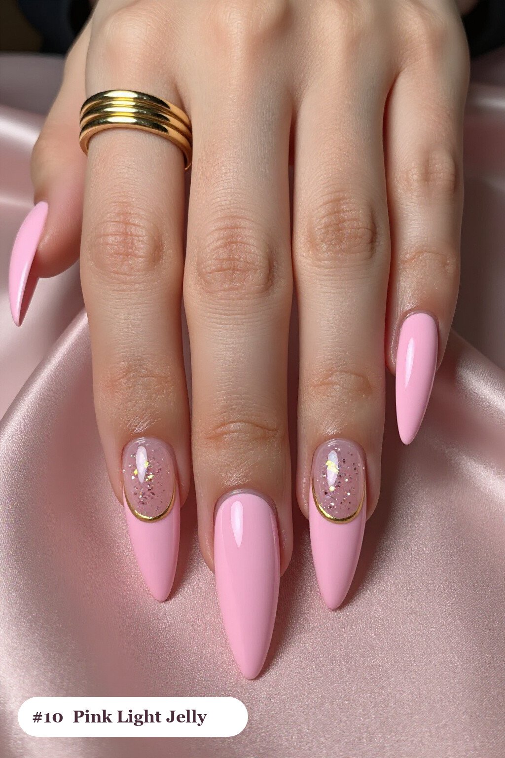 Long Stiletto Pink Light Jelly Nails with Encapsulated Glitter - pink nails light Long Stiletto Pink Light Jelly Nails with Encapsulated Glitter - pink nails light