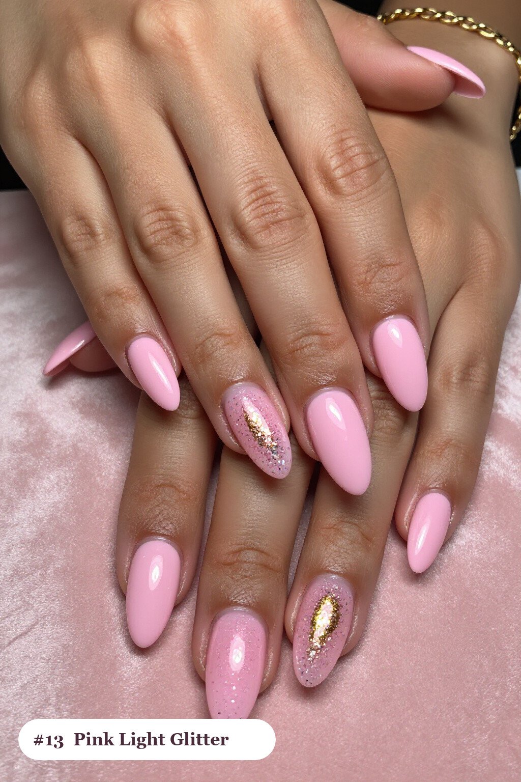 Medium Almond Pink Light Nails with Glitter Gradient Rise - pink nails light Medium Almond Pink Light Nails with Glitter Gradient Rise - pink nails light