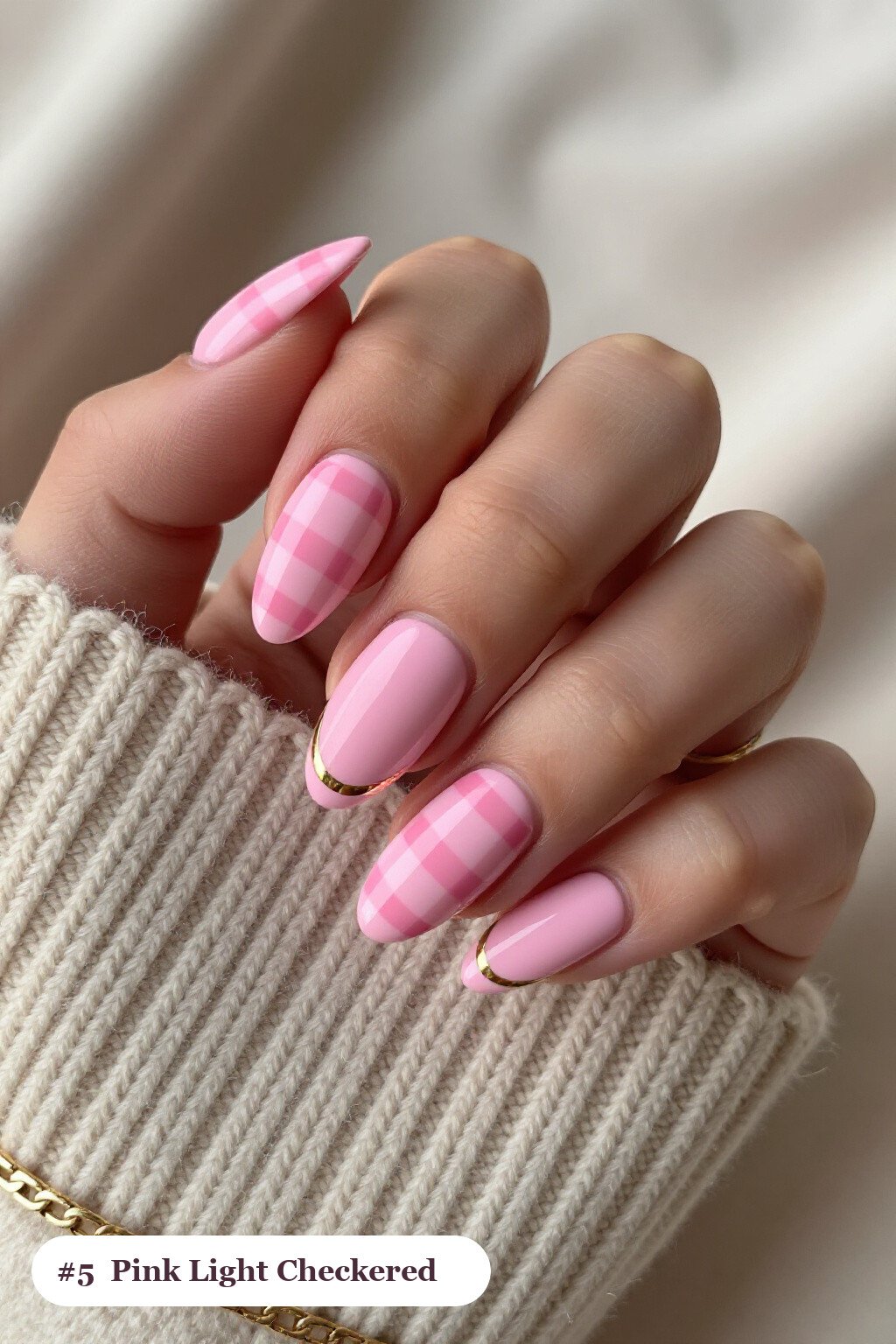 Medium Oval Pink Light Nails with Checkerboard Accents: Best Shades for Every Season - pink nails light Medium Oval Pink Light Nails with Checkerboard Accents: Best Shades for Every Season - pink nails light