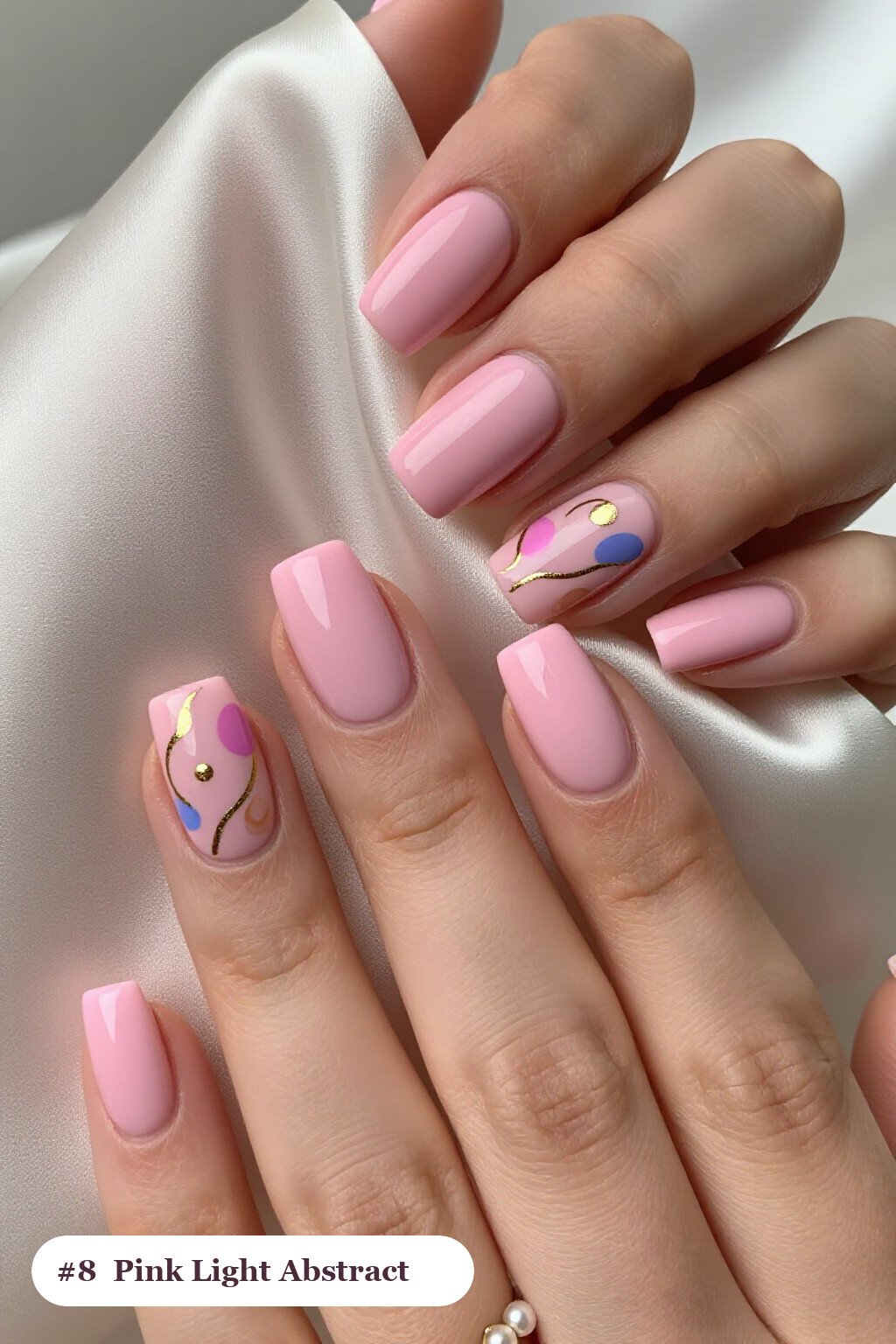 Medium Square Pink Light Nails with Abstract Color Blobs: How to Make It Last Longer - pink nails light Medium Square Pink Light Nails with Abstract Color Blobs: How to Make It Last Longer - pink nails light