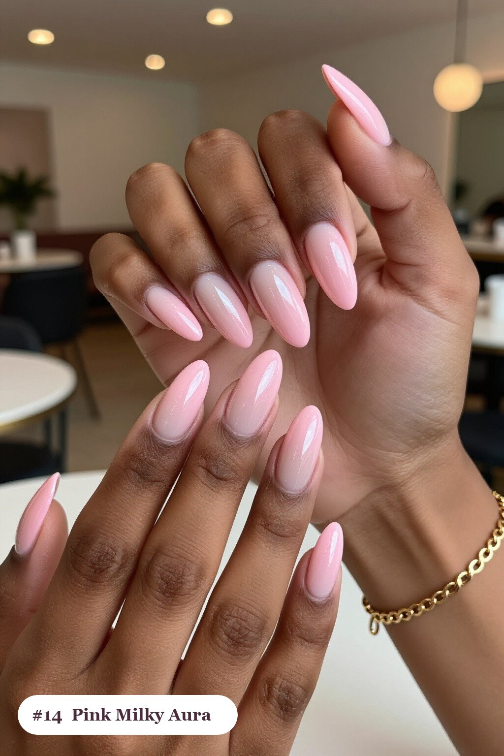 Long Ballerina Pink Milky Nails with Glowing Airbrushed Aura and Soft Nude Details - pink nails milky