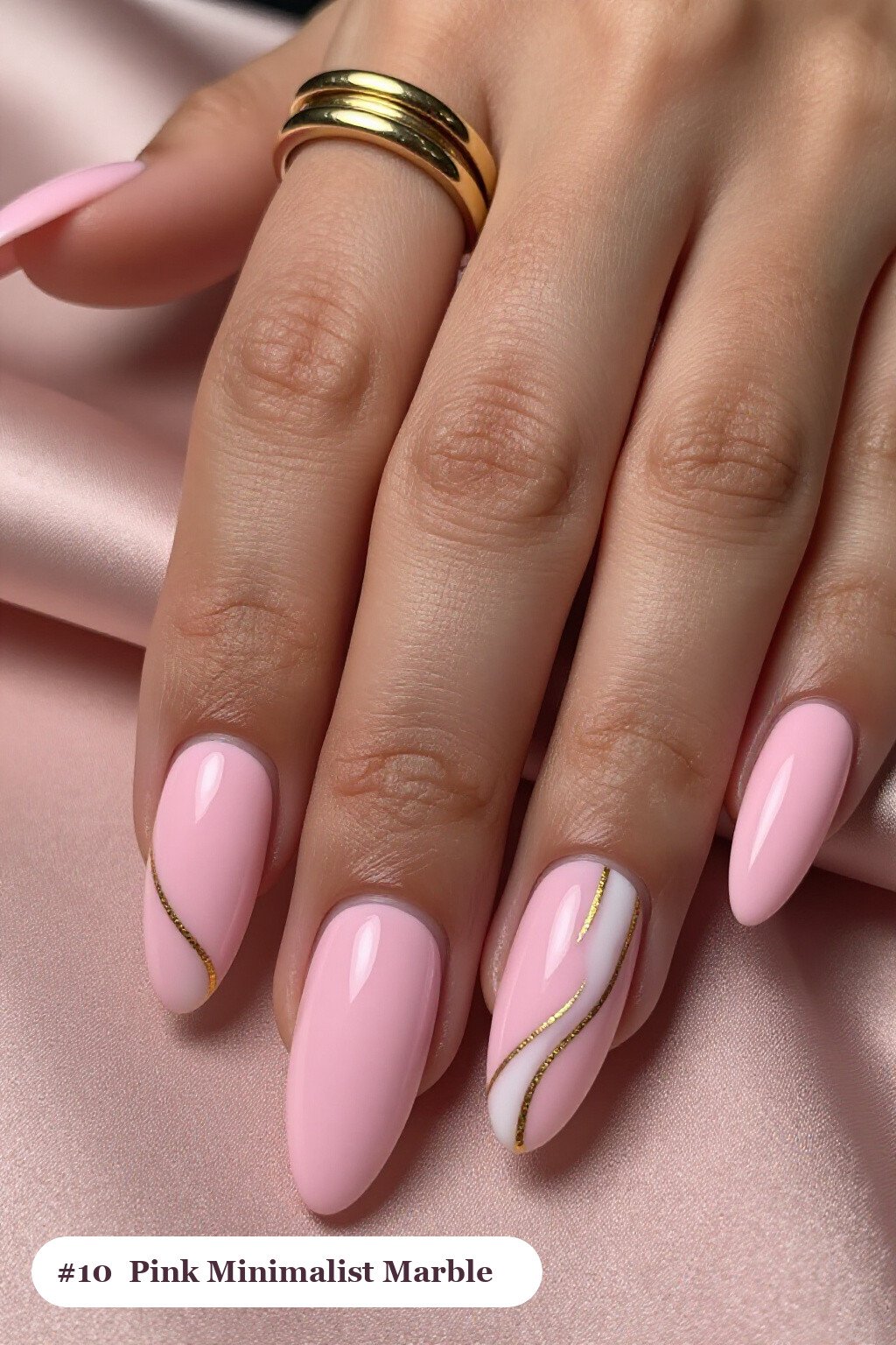 Marble Vein Ballerina Pink Nails with Gold Detailing - pink nails minimalist Marble Vein Ballerina Pink Nails with Gold Detailing - pink nails minimalist