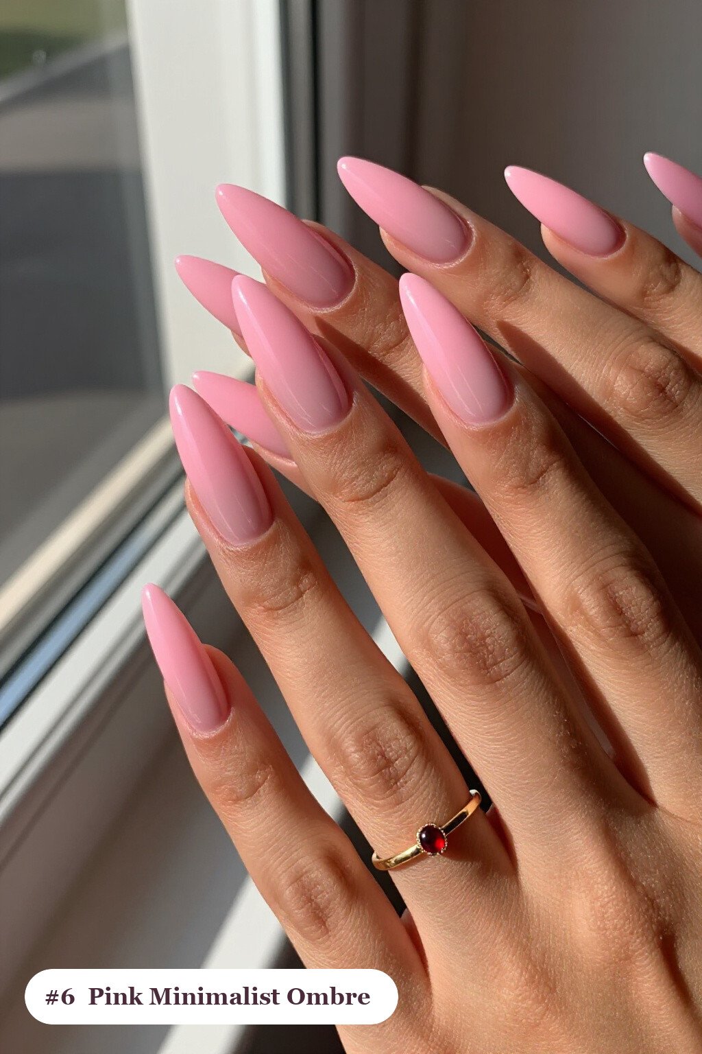 Two‑Colour Ombre Stiletto Pink Nails with Champagne Highlights - pink nails minimalist Two‑Colour Ombre Stiletto Pink Nails with Champagne Highlights - pink nails minimalist
