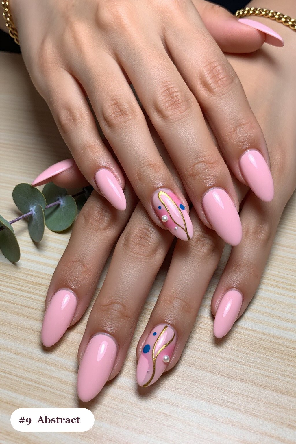 Abstract Colour Blob Coffin Pink Nails with Pearl Accents - pink nails minimalist Abstract Colour Blob Coffin Pink Nails with Pearl Accents - pink nails minimalist