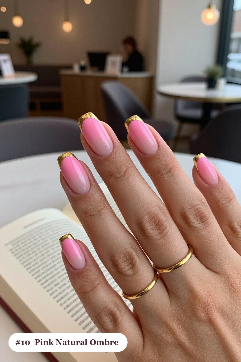 Medium Square Pink Nails Natural Two‑Colour Ombre Melt with Gold Details: Best Shades for Every Season - pink nails natural