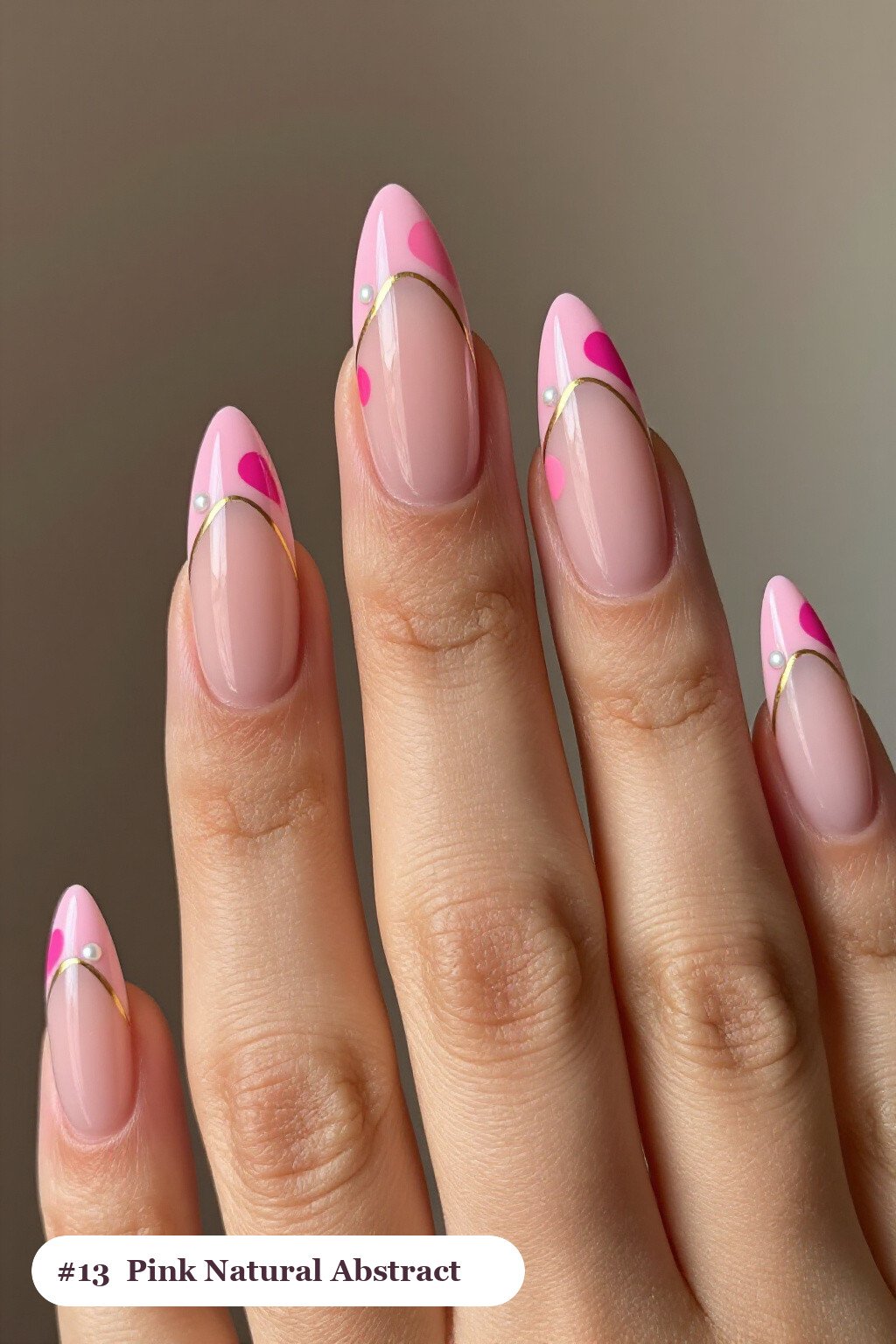 Long Stiletto Pink Nails Natural Abstract Colour Blobs, Gold Outlines and Dots: How to Make It Last Longer - pink nails natural