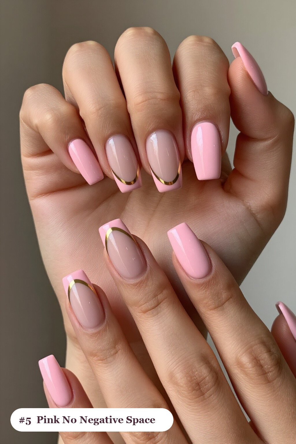 Medium Square Pink Nails No Design with Negative‑Space Sheer Windows - pink nails no design