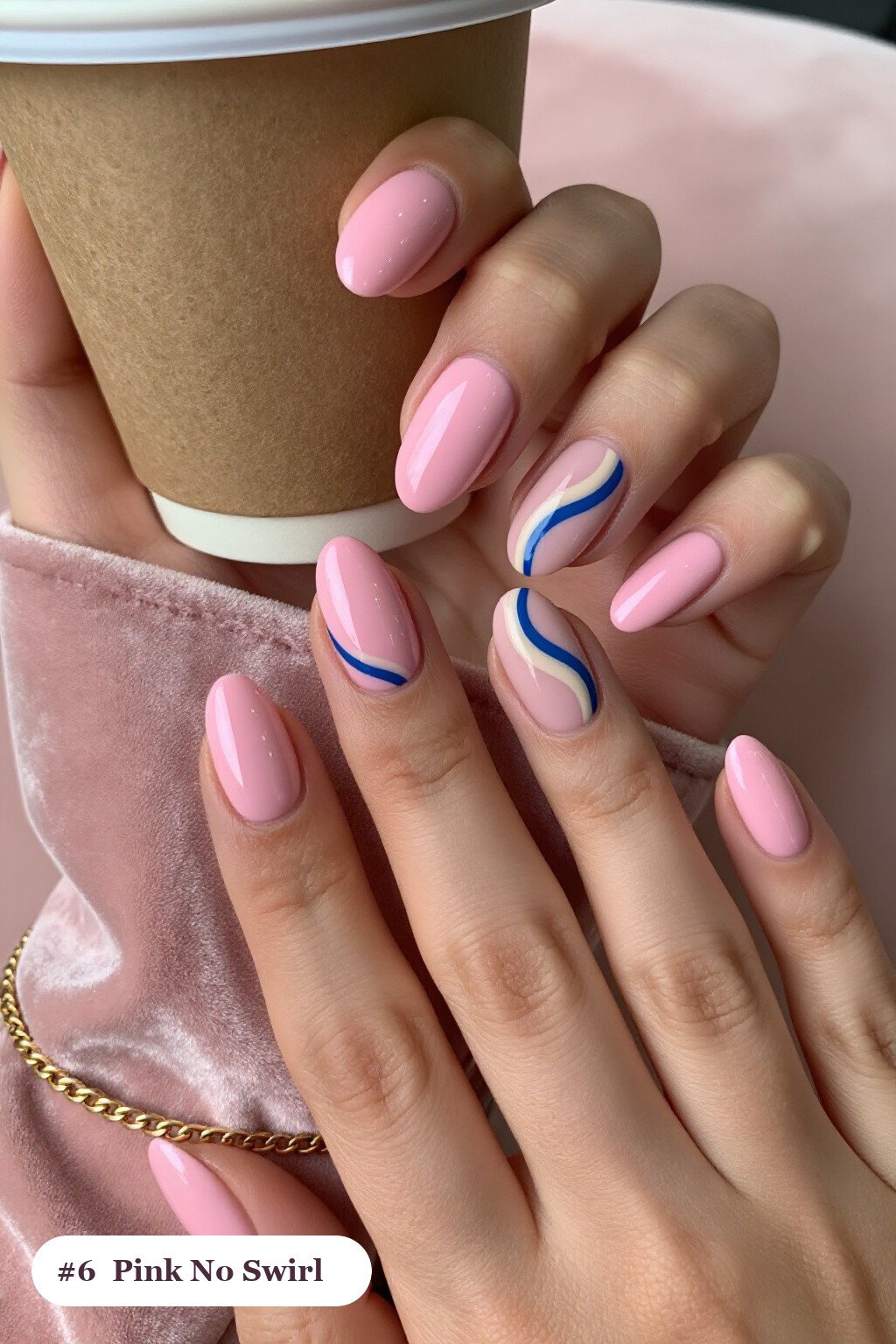 Bold Swirl Lines on Medium Oval Pink Nails: How to Make It Last Longer - pink nails no design