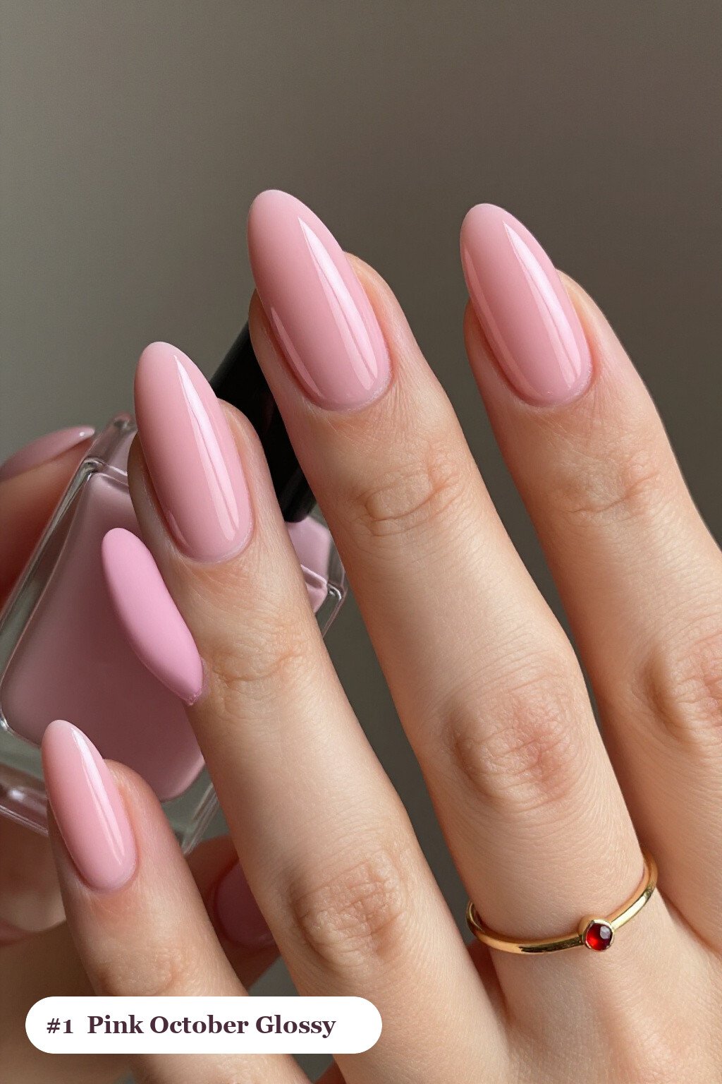 Long almond pink october nails in a flawless mirror-glossy full-colour finish - pink october nail designs Long almond pink october nails in a flawless mirror-glossy full-colour finish - pink october nail designs