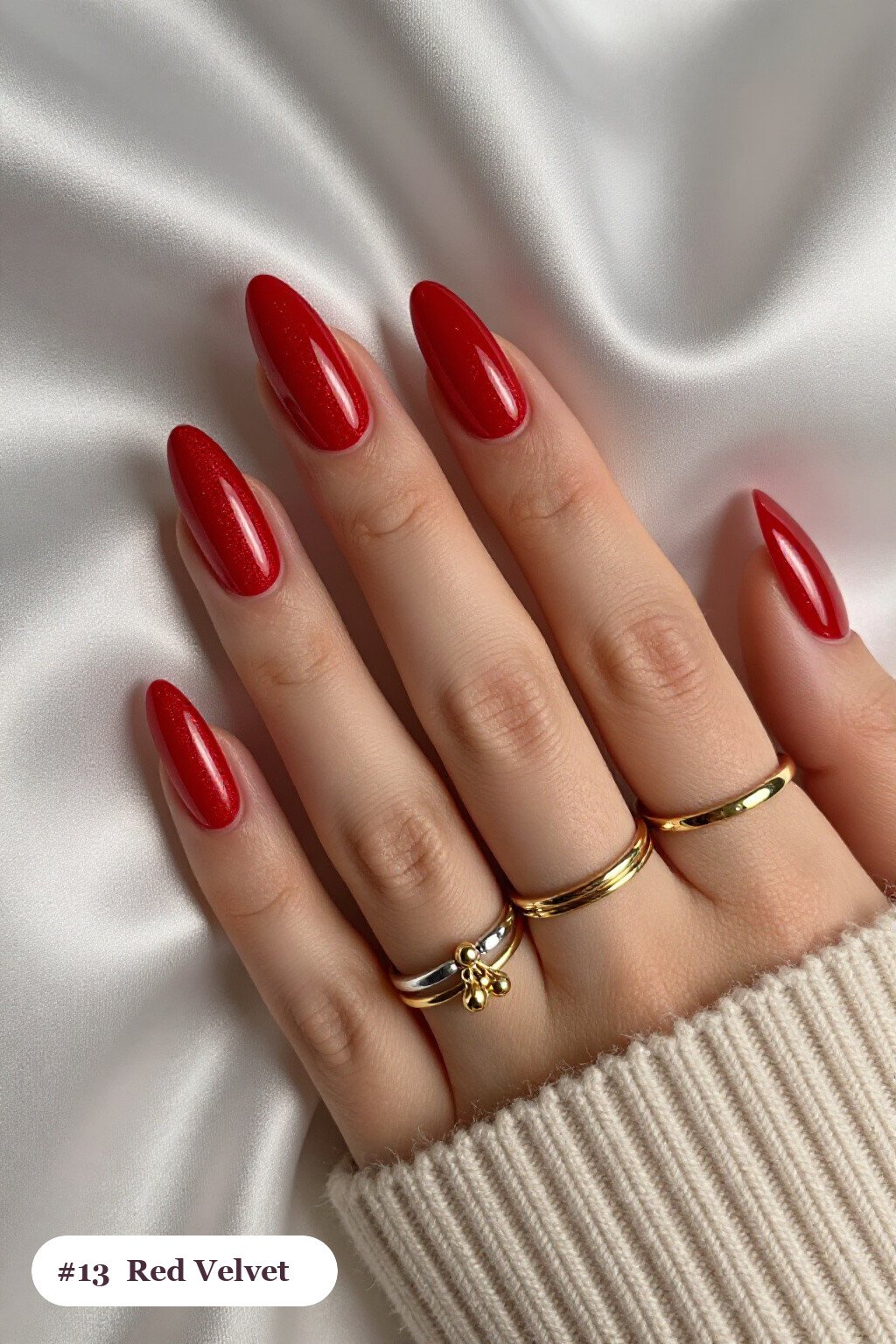 Velvet Shimmer Long Ballerina Red Nails with Gold Charm Accent - red nails christmas Velvet Shimmer Long Ballerina Red Nails with Gold Charm Accent - red nails christmas
