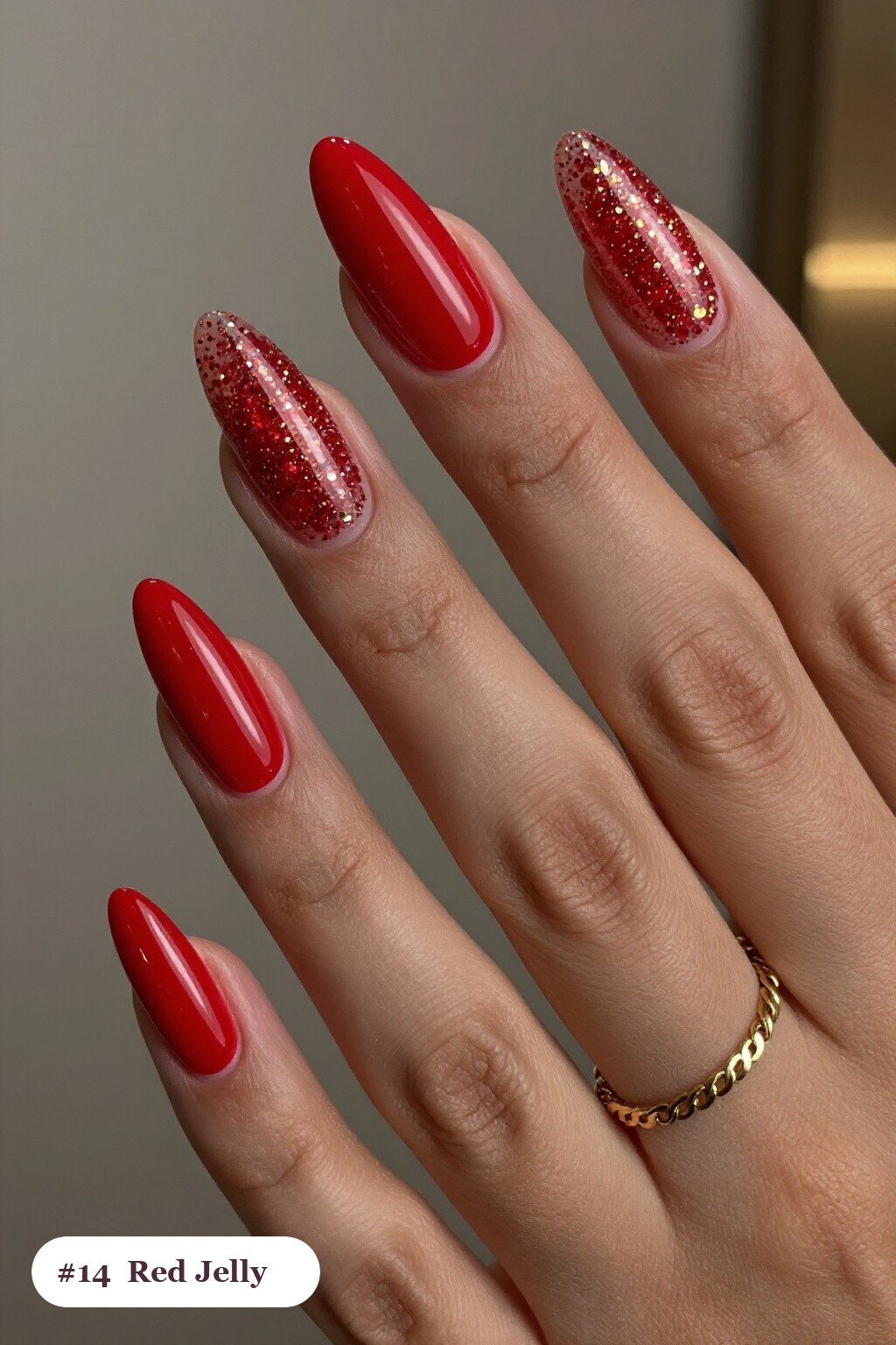 Jelly‑Clear Long Almond Red Nails Encapsulating Glitter - red nails christmas Jelly‑Clear Long Almond Red Nails Encapsulating Glitter - red nails christmas