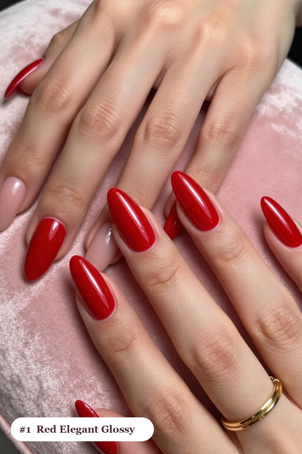 Red Nails Elegant: Long Almond Mirror‑Glossy Drama - red nails elegant