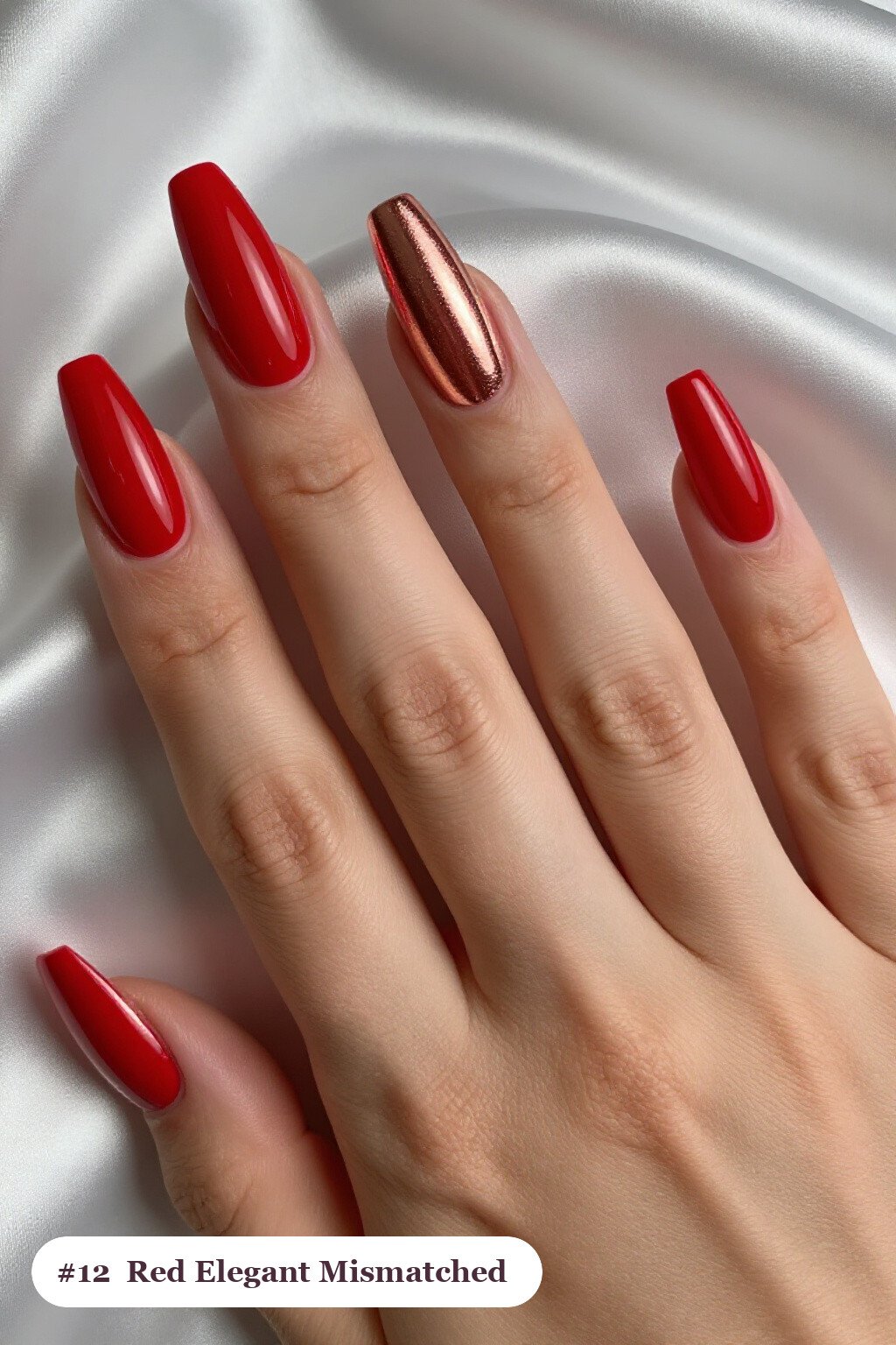 Mismatched Pattern Set on Long Square Red Nails - red nails elegant