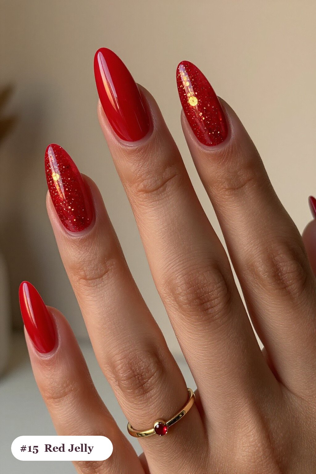 Jelly‑Glitter Long Coffin Red Nails: On Short Nails - red nails halloween