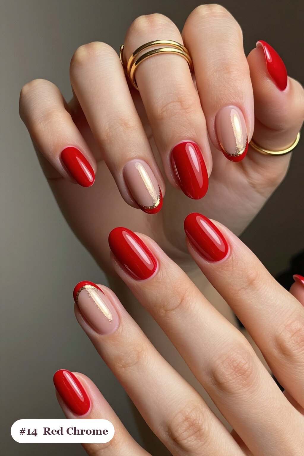 Square Red Nails Featuring Liquid Chrome Mirror Finish and Nude Highlights - red nails holiday Square Red Nails Featuring Liquid Chrome Mirror Finish and Nude Highlights - red nails holiday