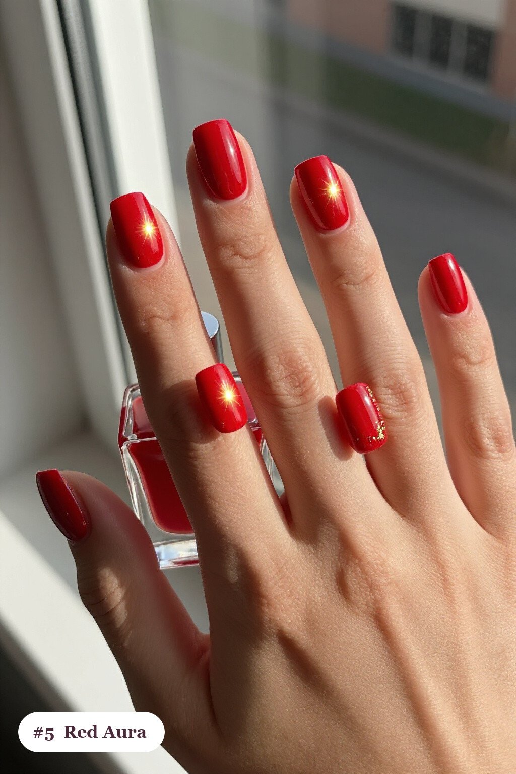 Short Square Red Nails with Glowing Airbrushed Aura: How to Make It Last Longer - red nails holiday Short Square Red Nails with Glowing Airbrushed Aura: How to Make It Last Longer - red nails holiday