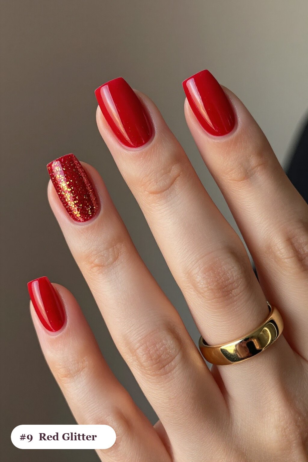 Glitter Gradient Red Square Nails with Gold Details: How to Make It Last Longer - red nails square
