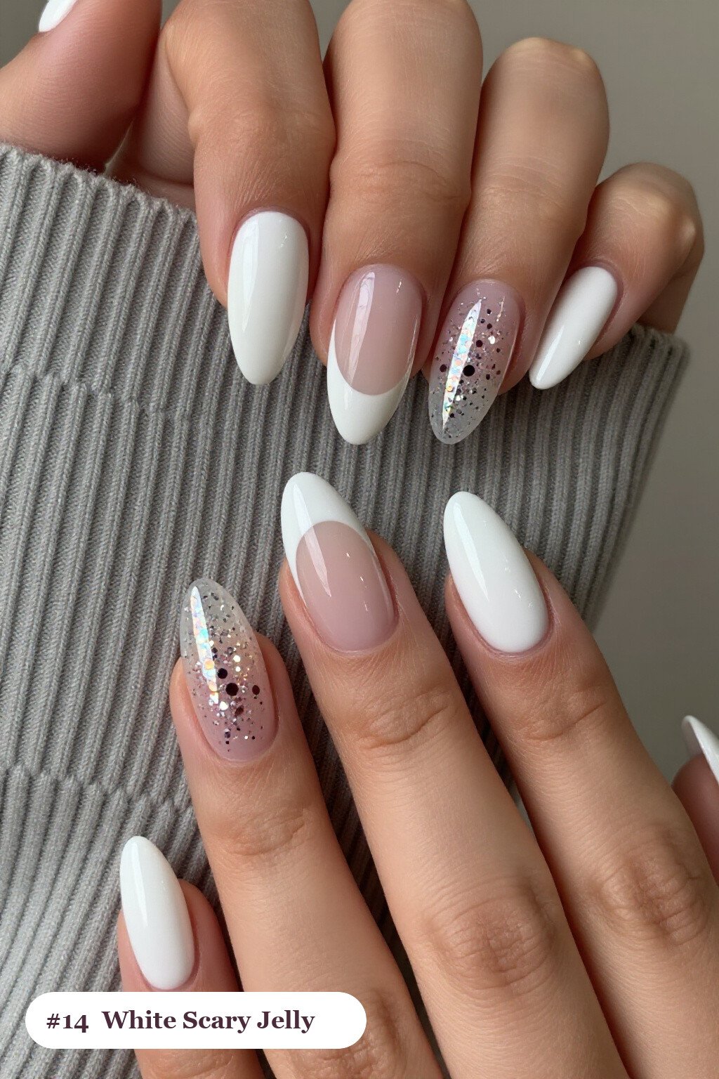 Jelly White Almond Nails: On Short Nails - scary halloween nail designs