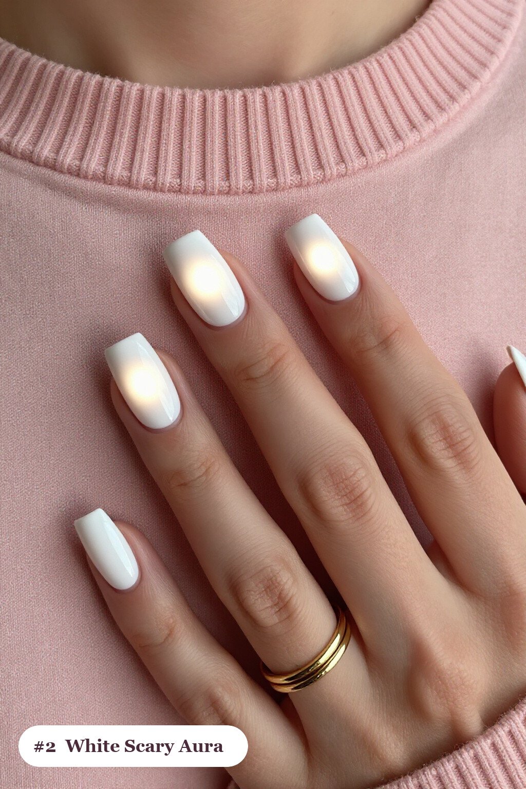 Bone‑White Square Nails with Glowing Aura - scary halloween nail designs